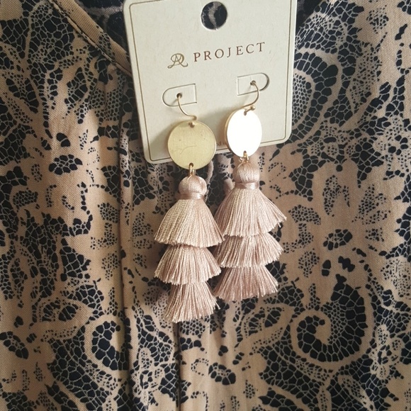 Trendy Boho Pale Pink Multi layered Tassel earrings - Picture 2 of 6